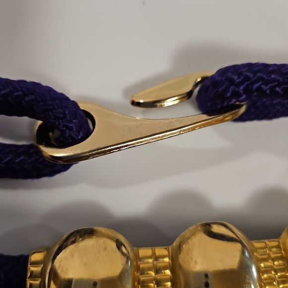 Purple Rope Belt Large Gold Hardware Hook Back Closure sz L/XL waist 40" - Picture 5 of 6
